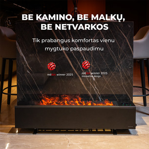 Aeno, 2000 W, juodas - Premium ECO išmanusis šildytuvas su židinio efektu