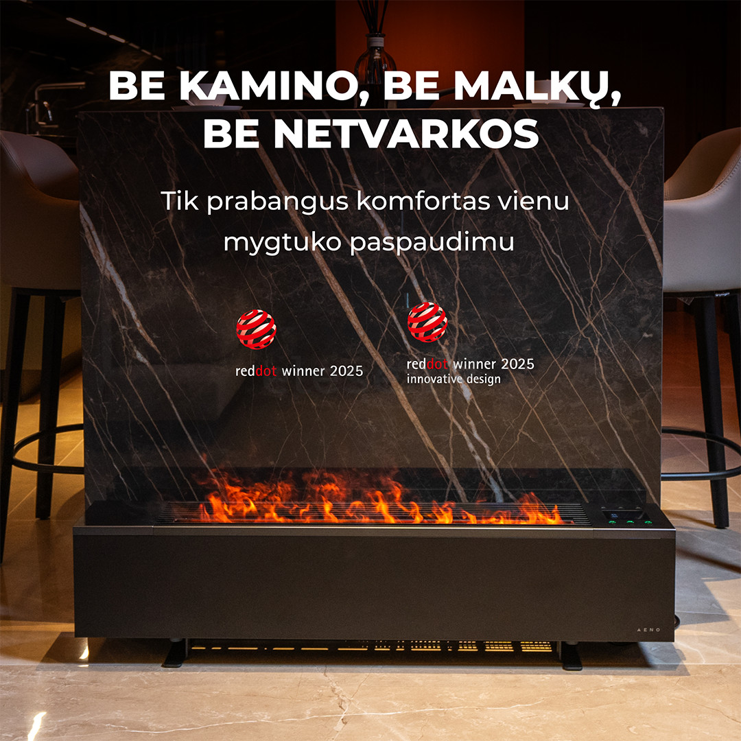 Aeno, 2000 W, juodas - Premium ECO išmanusis šildytuvas su židinio efektu