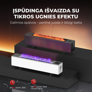 Aeno, 2000 W, juodas - Premium ECO išmanusis šildytuvas su židinio efektu