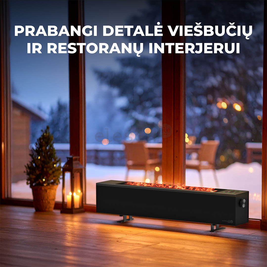 Aeno, 2000 W, juodas - Premium ECO išmanusis šildytuvas su židinio efektu