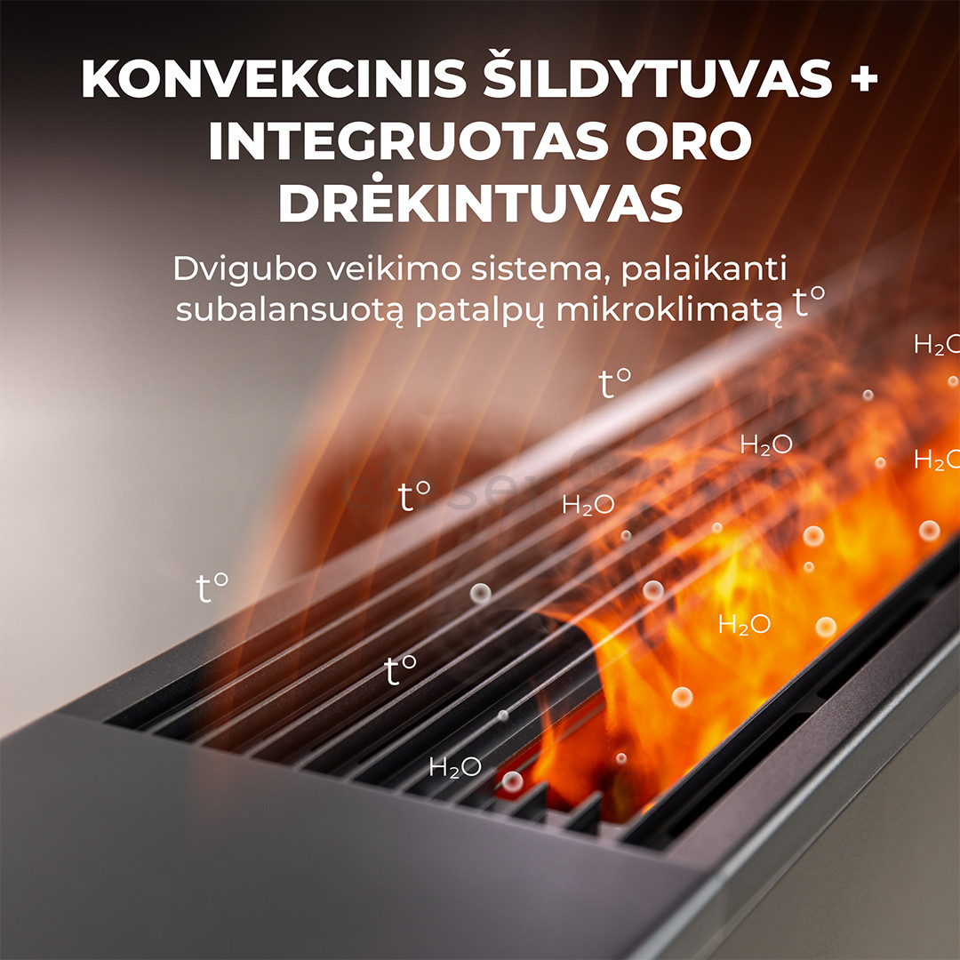 Aeno, 2000 W, juodas - Premium ECO išmanusis šildytuvas su židinio efektu