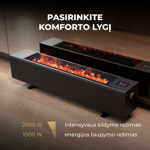 Aeno, 2000 W, juodas - Premium ECO išmanusis šildytuvas su židinio efektu