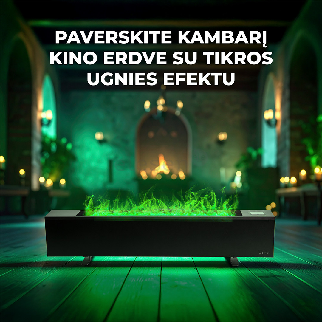 Aeno, 2000 W, juodas - Premium ECO išmanusis šildytuvas su židinio efektu