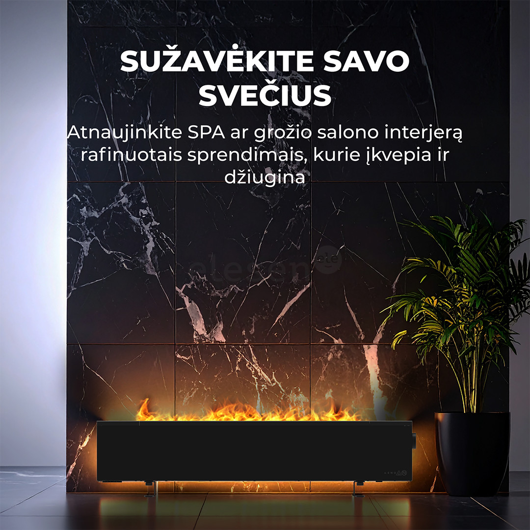Aeno, 2000 W, juodas - Premium ECO išmanusis šildytuvas su židinio efektu