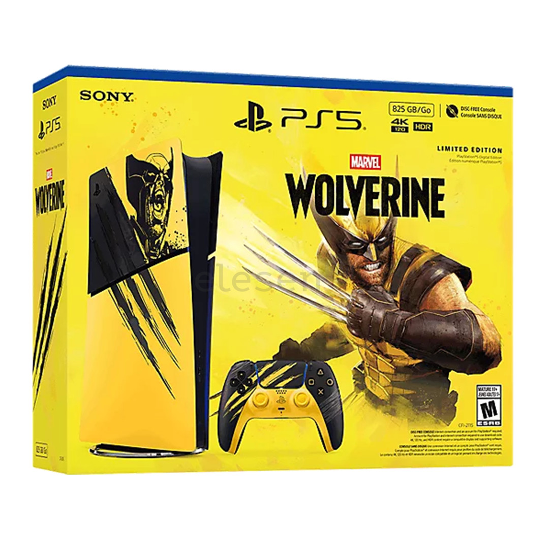 Sony PlayStation 5 Slim Digital Marvel’s Wolverine Battle Yellow Limited Edition Bundle, 825 GB, geltona/juoda - Žaidimų konsolė