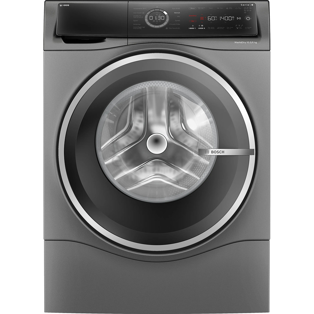 Bosch, Series 8, i-Dos, 10.5 kg/6 kg, depth 62.2 cm, 1400 rpm, grey - Washer-dryer combo
