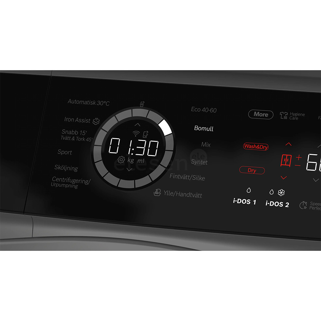 Bosch, Series 8, i-Dos, 10.5 kg/6 kg, depth 62.2 cm, 1400 rpm, grey - Washer-dryer combo