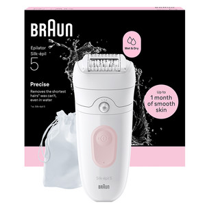 Braun Silk epil 5, Wet & Dry, baltas/rožinis - Epiliatorius
