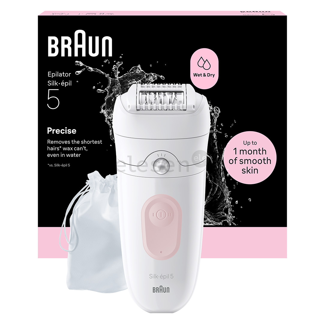 Braun Silk epil 5, Wet & Dry, baltas/rožinis - Epiliatorius