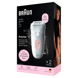 Braun Silk epil 5, Wet & Dry, baltas/rožinis - Epiliatorius