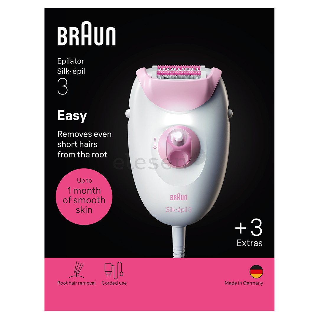 Braun Silk epil 3, baltas/rožinis - Epiliatorius