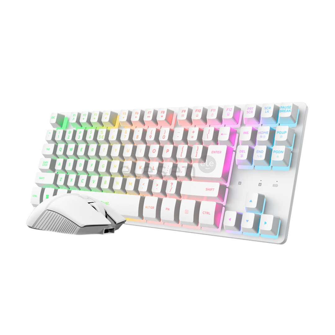 Trust GXT 882 3-in-1 Miami, TKL, US, XXL mousepad, white - Wireless desktop