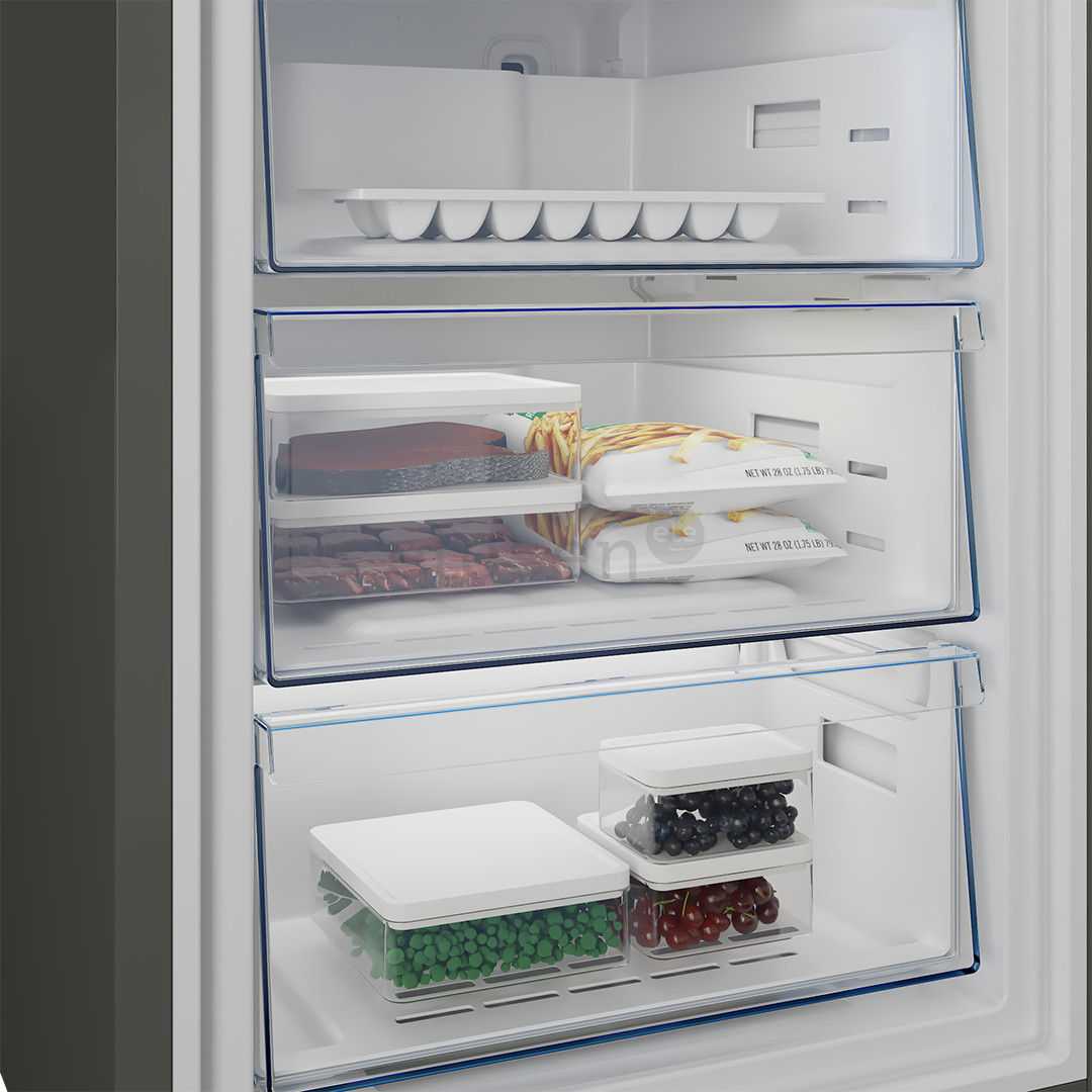 Beko, NoFrost, 370 L, aukštis 187 cm, tamsaus nerūdijančio plieno - Šaldytuvas
