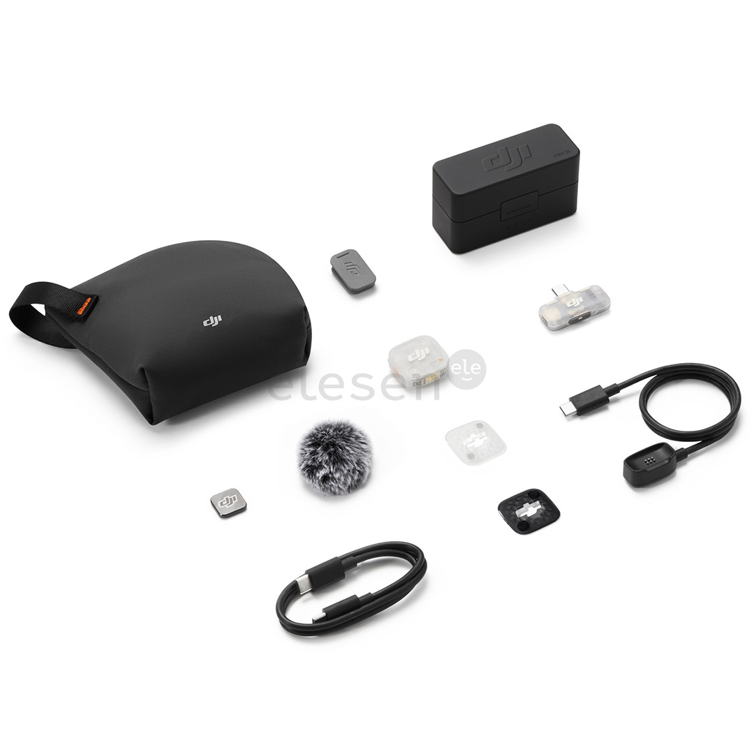 DJI Mic Mini 2S (1 TX + 1 Mobile RX + Charging Case), baltas - Belaidis mikrofonas