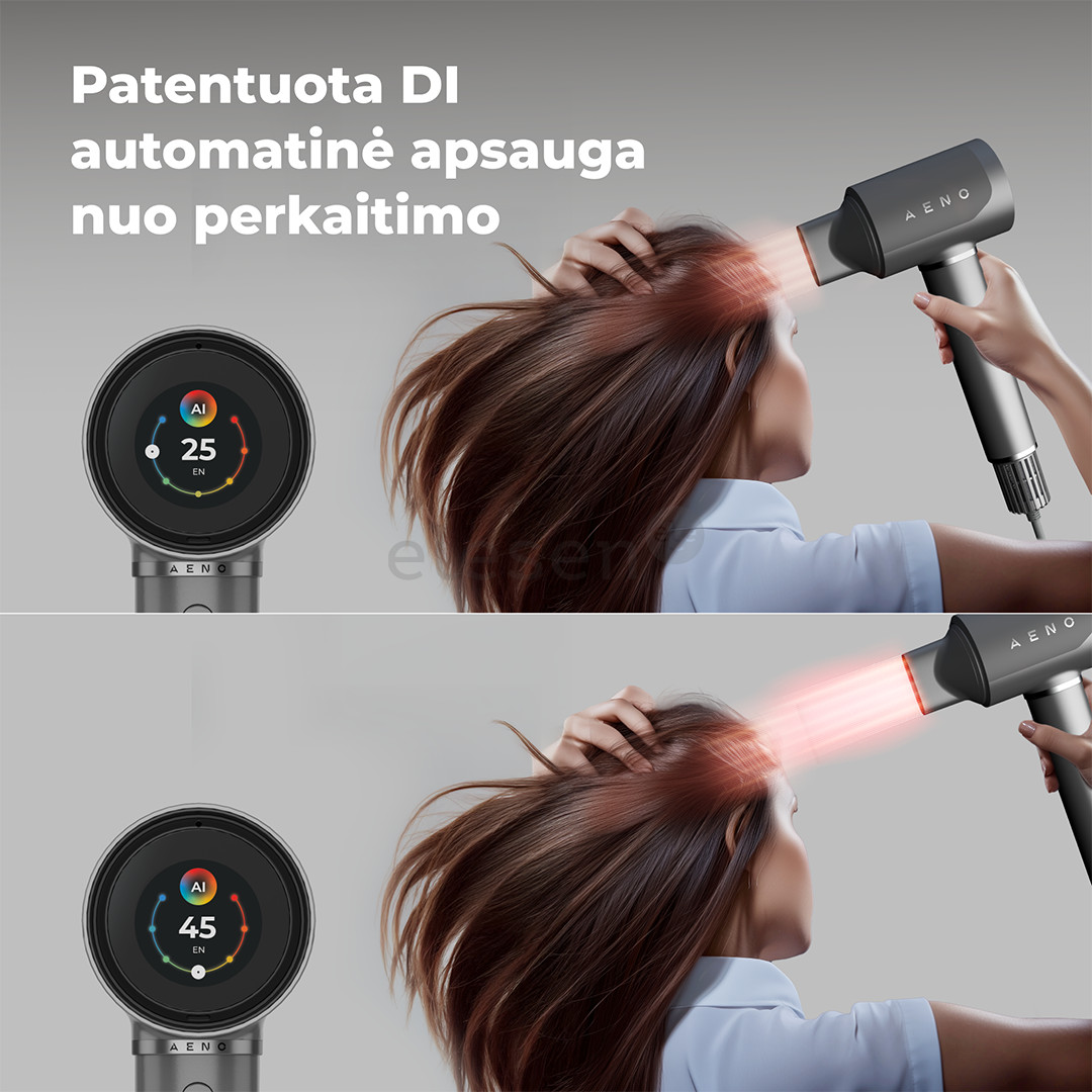 Aeno HD5G AI ProDryer, 1500 W, pilkas - Plaukų džiovintuvas