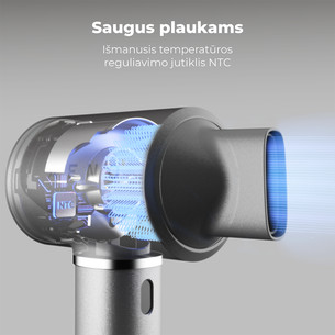 Aeno HD5G AI ProDryer, 1500 W, pilkas - Plaukų džiovintuvas