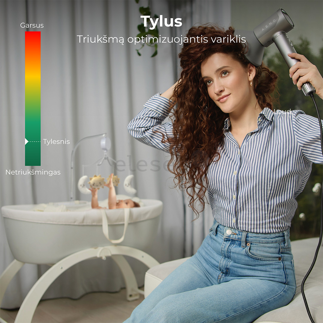 Aeno HD5G AI ProDryer, 1500 W, pilkas - Plaukų džiovintuvas