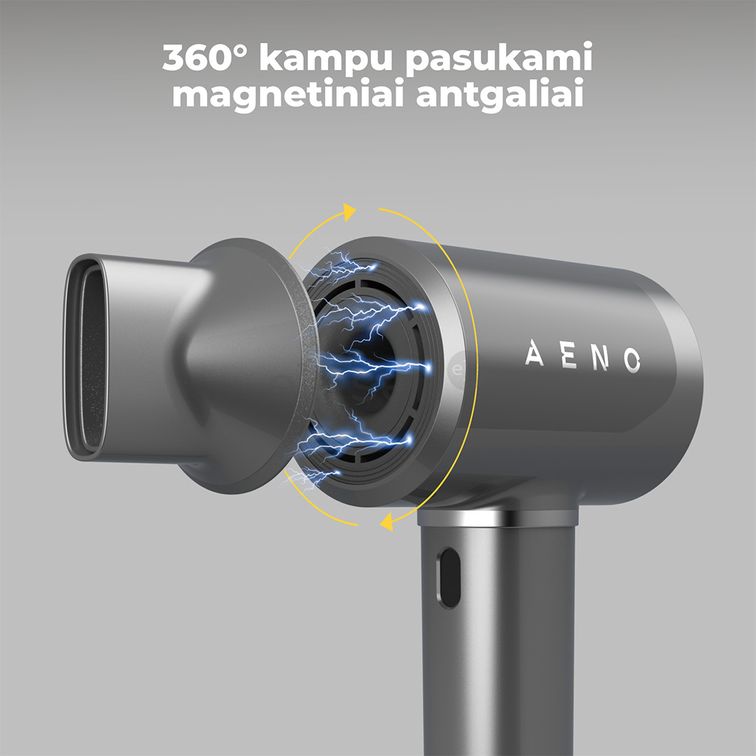 Aeno HD5G AI ProDryer, 1500 W, pilkas - Plaukų džiovintuvas