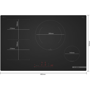 Bosch, Series 6, frameless, width 80.2 cm, black - Built-in induction hob