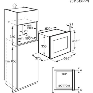 Electrolux 500 series, su grilio funkcija, 23 l, juoda - Įmontuojama mikrobangų krosnelė