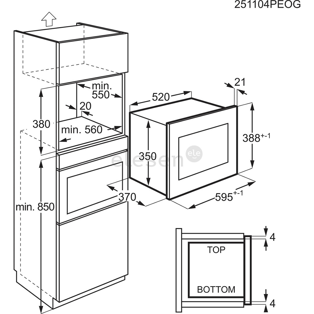 Electrolux 500 series, su grilio funkcija, 23 l, juoda - Įmontuojama mikrobangų krosnelė