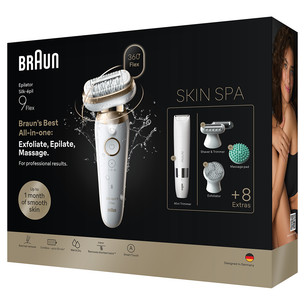 Braun Silk épil 9 Flex SkinSpa, Wet & Dry, baltas - Epiliatorius