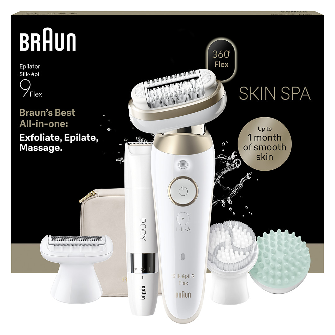 Braun Silk épil 9 Flex SkinSpa, Wet & Dry, baltas - Epiliatorius