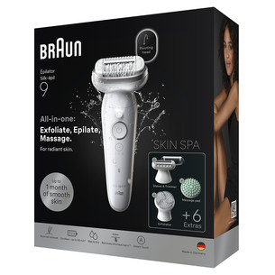 Braun Silk épil 9, Wet & Dry, baltas - Epiliatorius