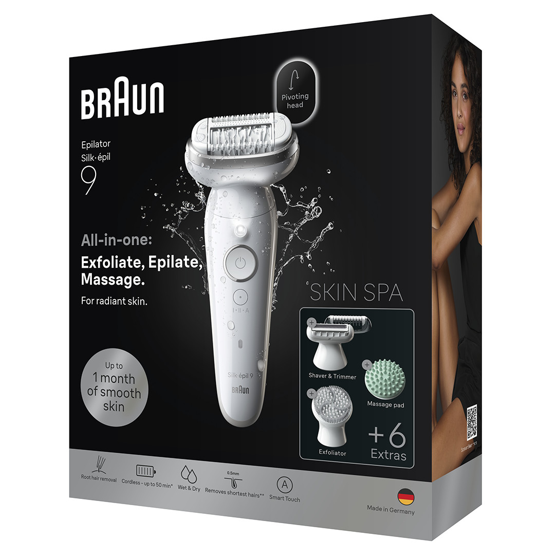 Braun Silk épil 9, Wet & Dry, baltas - Epiliatorius