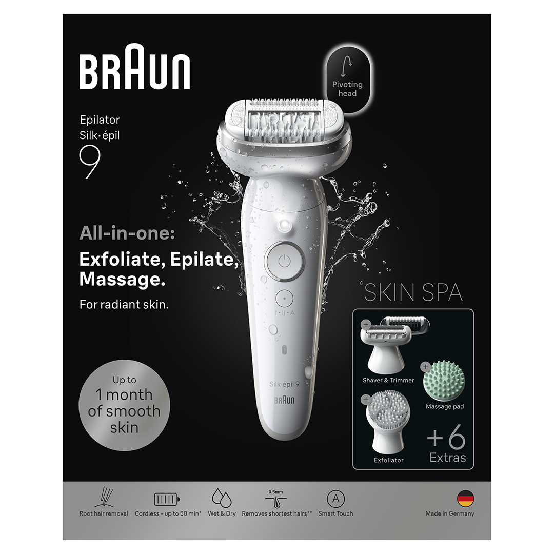 Braun Silk épil 9, Wet & Dry, baltas - Epiliatorius
