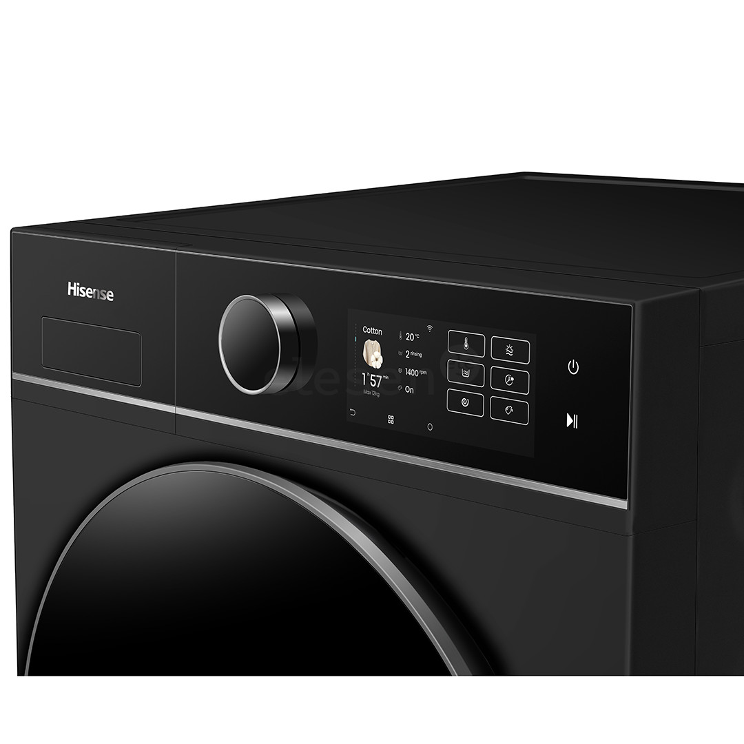 Hisense, 12 kg / 8 kg, depth 59.5 cm, 1400 rpm, black - Washer-Dryer Combo