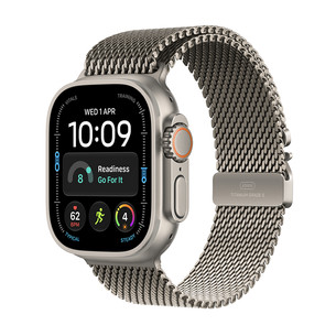 Apple Watch Ultra 4, 49 mm, Titanium Milanese Loop, M, natūralaus titano - Išmanusis laikrodis MJA94ET/A
