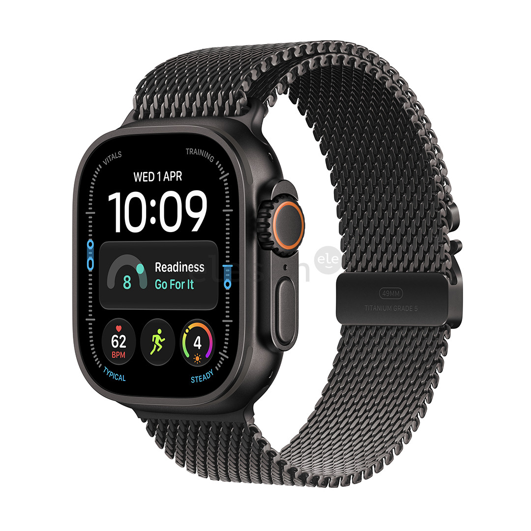 Apple Watch Ultra 4, 49 mm, Titanium Milanese Loop, S, juodo titano - Išmanusis laikrodis