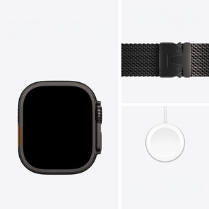 Apple Watch Ultra 4, 49 mm, Titanium Milanese Loop, S, juodo titano - Išmanusis laikrodis