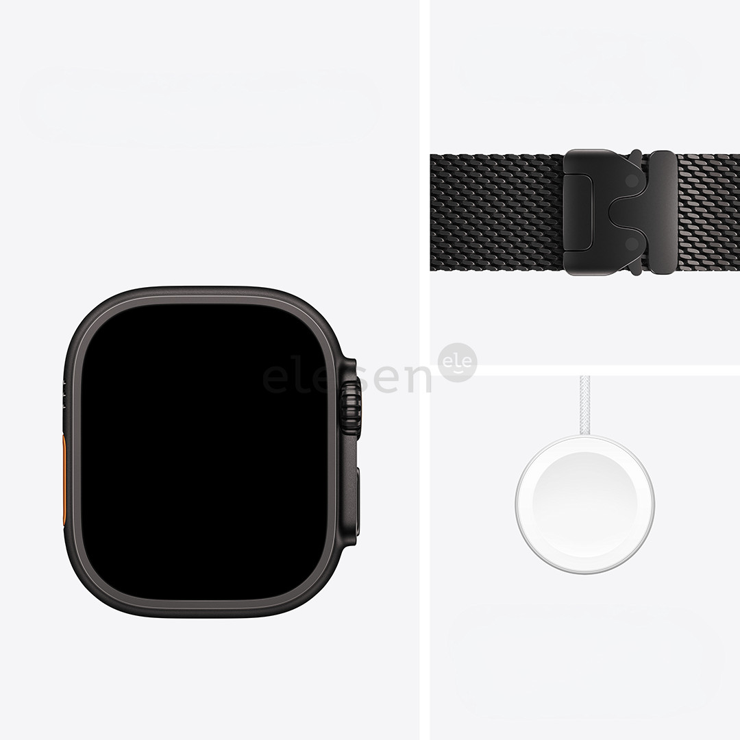 Apple Watch Ultra 4, 49 mm, Titanium Milanese Loop, S, juodo titano - Išmanusis laikrodis