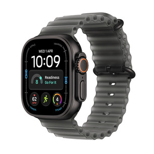 Apple Watch Ultra 4, 49 mm, Ocean Band, juodo titano / skaidriai juodas - Išmanusis laikrodis MJAY4ET/A