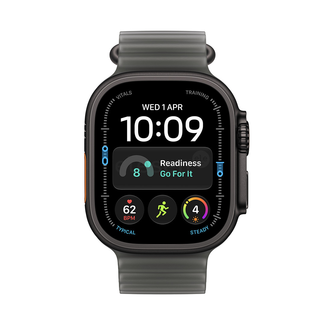 Apple Watch Ultra 4, 49 mm, Ocean Band, juodo titano / skaidriai juodas - Išmanusis laikrodis