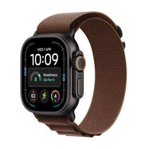 Apple Watch Ultra 4, 49 mm, Alpine Loop, L, juodo titano / rudas - Išmanusis laikrodis MJC24ET/A