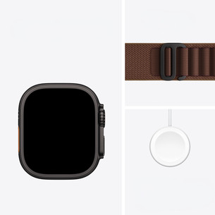 Apple Watch Ultra 4, 49 mm, Alpine Loop, M, juodo titano / rudas - Išmanusis laikrodis