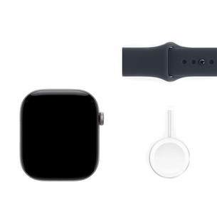 Apple Watch 12, 42 mm, GPS, aliumininis, Sport Band, S/M, tamsiai pilkas / tamsiai mėlynas - Išmanusis laikrodis