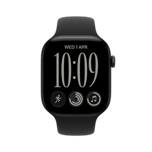 Apple Watch 12, 42 mm, GPS, aliumininis, Sport Band, S/M, juodas - Išmanusis laikrodis MJEA4ET/A