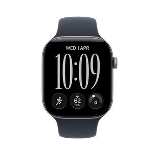 Apple Watch 12, 46 mm, GPS, aliumininis, Sport Band, S/M, tamsiai pilkas / tamsiai mėlynas - Išmanusis laikrodis MJEH4ET/A