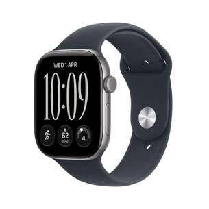 Apple Watch 12, 46 mm, GPS, aliumininis, Sport Band, S/M, tamsiai pilkas / tamsiai mėlynas - Išmanusis laikrodis