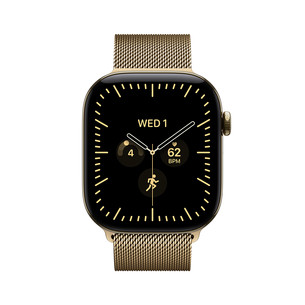 Apple Watch 12, 46 mm, GPS+5G, titano, Gold Milanese Loop, S/M, paauksuoto titano / aukso spalvos - Išmanusis laikrodis MJGU4ET/A