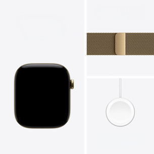 Apple Watch 12, 46 mm, GPS+5G, titano, Gold Milanese Loop, S/M, paauksuoto titano / aukso spalvos - Išmanusis laikrodis