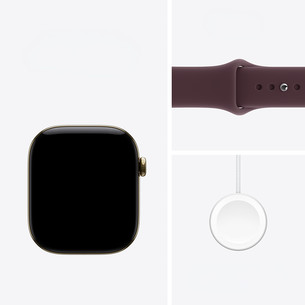 Apple Watch 12, 46 mm, GPS+5G, titano, Sport Band, M/L, paauksuoto titano spalvos / tamsiai raudonas - Išmanusis laikrodis