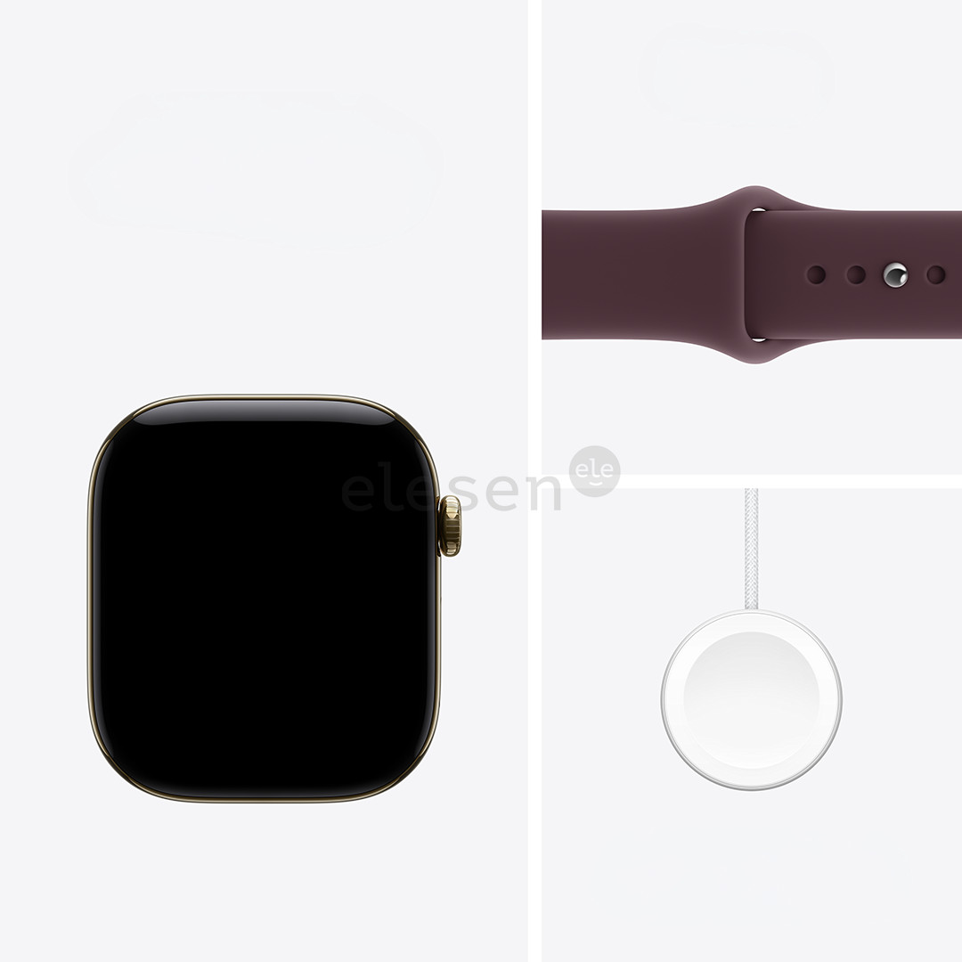 Apple Watch 12, 46 mm, GPS+5G, titano, Sport Band, S/M, paauksuoto titano spalvos / tamsiai raudonas - Išmanusis laikrodis