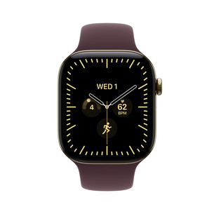 Apple Watch 12, 42 mm, GPS+5G, titano, Sport Band, M/L, paauksuoto titano spalvos / tamsiai raudonas - Išmanusis laikrodis MJGK4ET/A