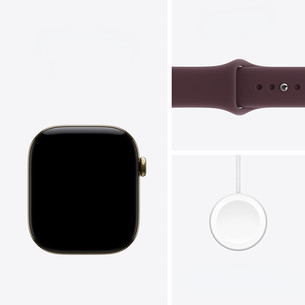 Apple Watch 12, 42 mm, GPS+5G, titano, Sport Band, M/L, paauksuoto titano spalvos / tamsiai raudonas - Išmanusis laikrodis