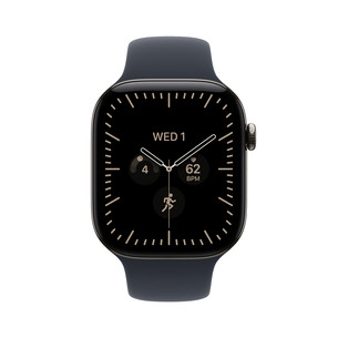 Apple Watch 12, 42 mm, GPS+5G, titano, Sport Band, M/L, titano spalvos / tamsiai mėlynas - Išmanusis laikrodis MJGG4ET/A